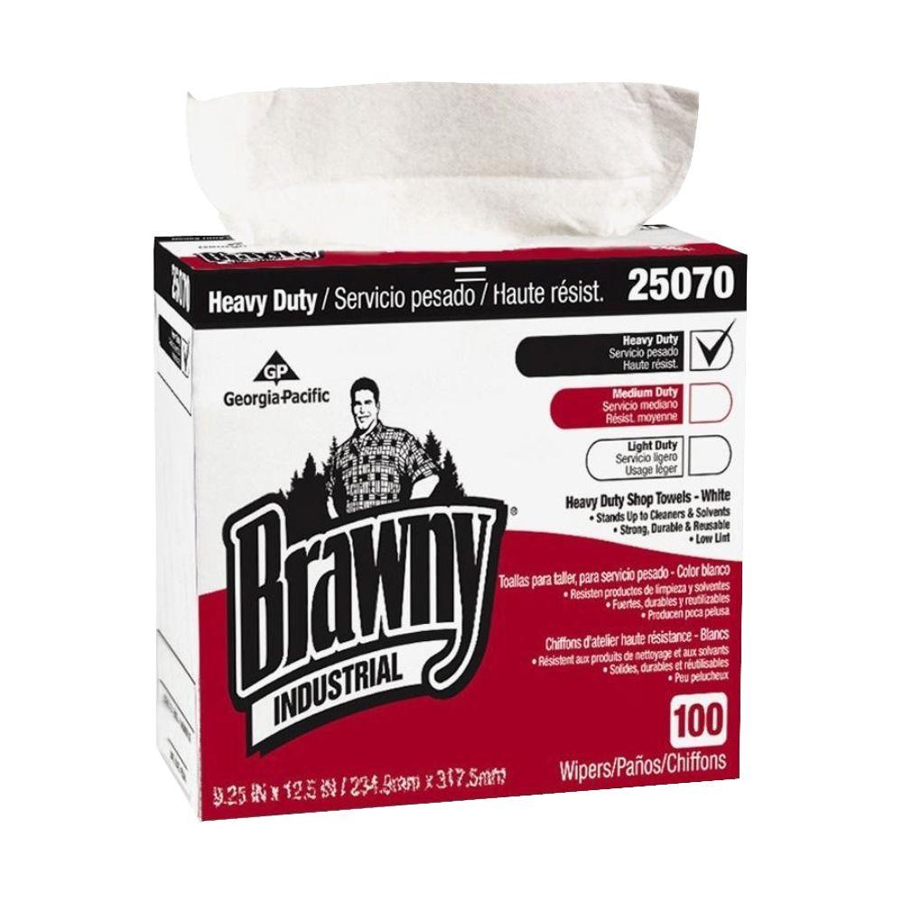 Brawny Industrial White Medium Weight Shop Towels (100Box)GEP25070 The Home Depot