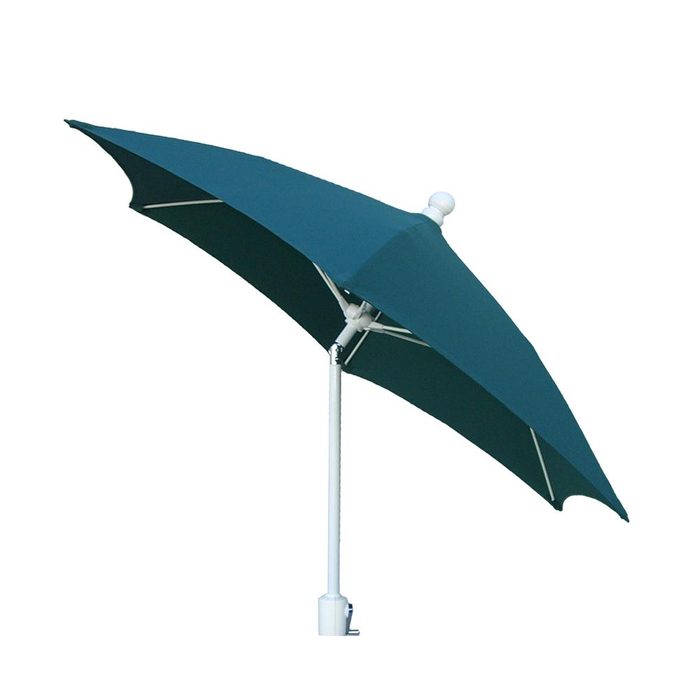 Fiberbuilt Umbrellas 7 5 Ft 2 Piece White Pole Tilt Patio Umbrella In Forest Green Canopy 7hcrw T Fg The Home Depot