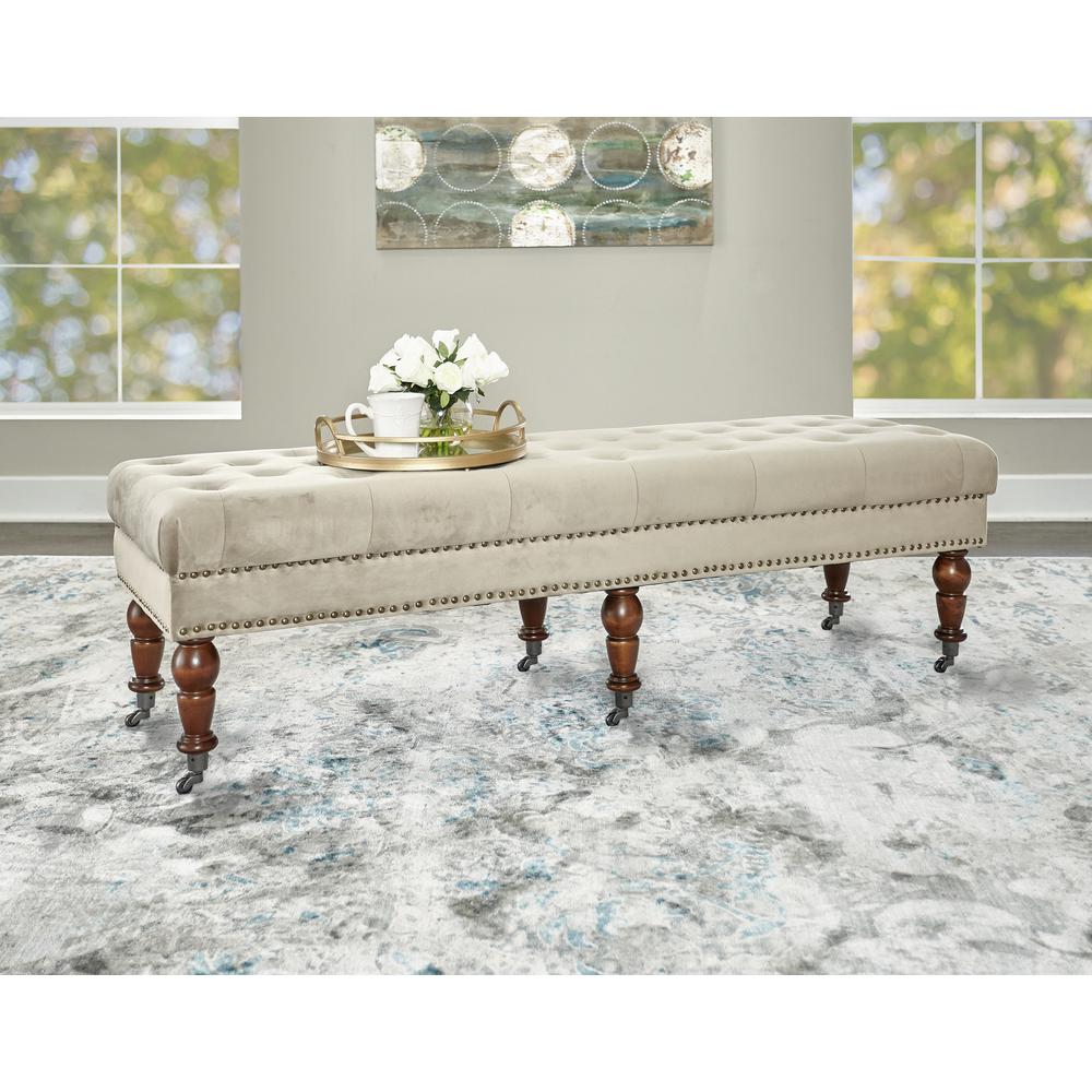 Linon Home Decor 62 In Isabelle Mink Velvet Bench Thd01887 The