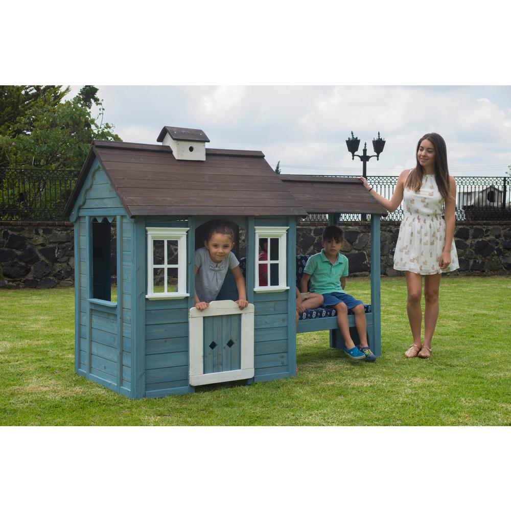 sportspower wooden playhouse with bench