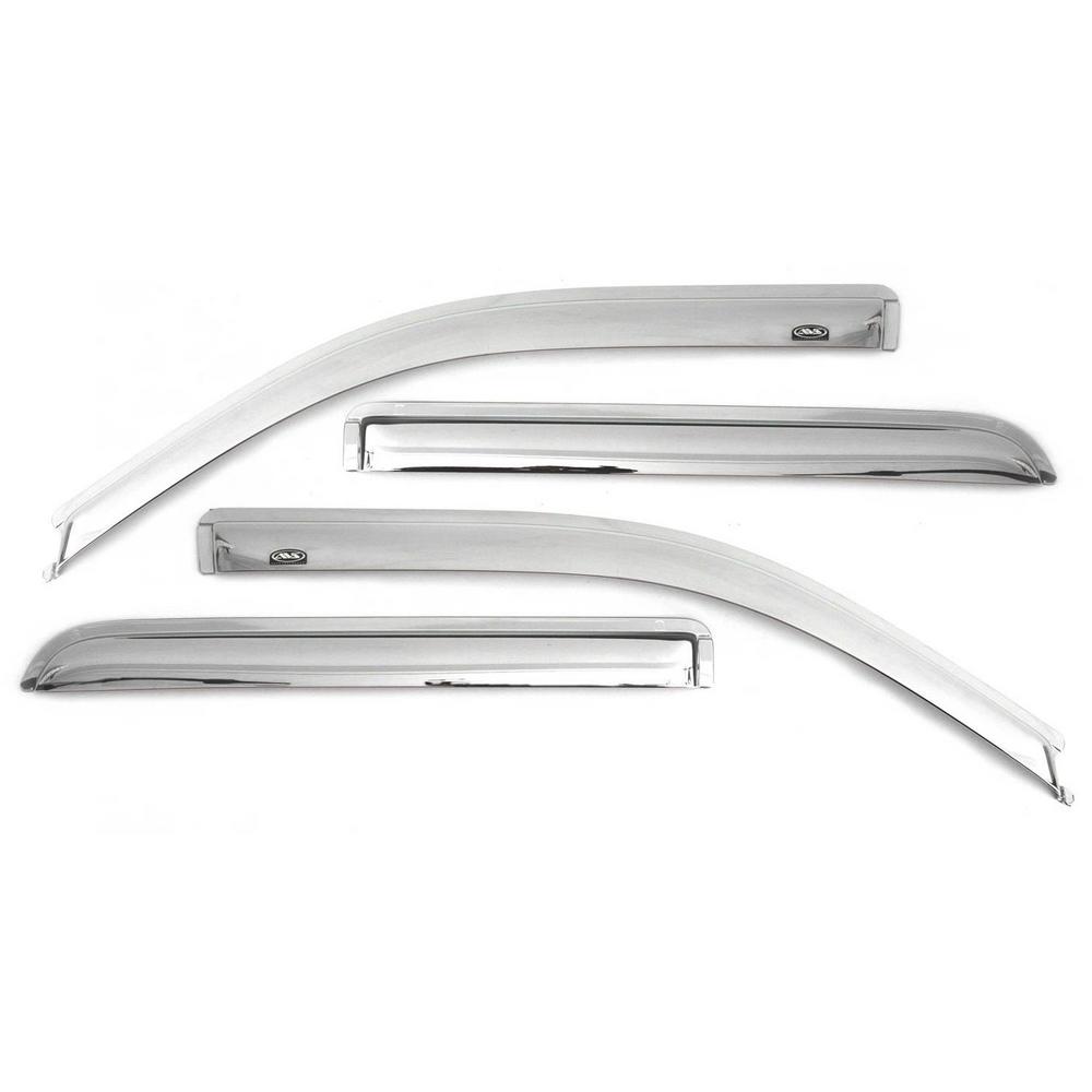 Auto VentShade (AVS) by RealTruck Chrome Vent Visors Front & Rear Set Compatible with 2007-2021 Toyota Tundra Double Cab