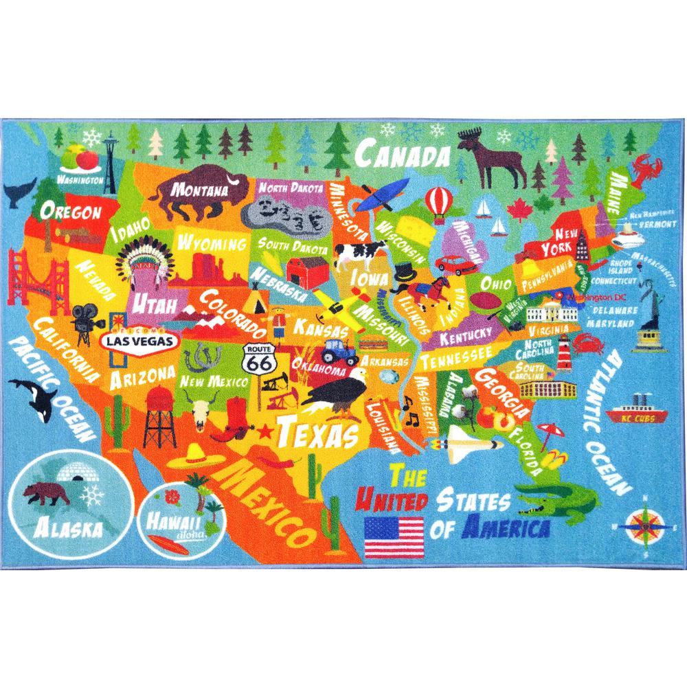 Map Of The United States For Children KC CUBS Multi Color Kids and Children Bedroom USA United States 