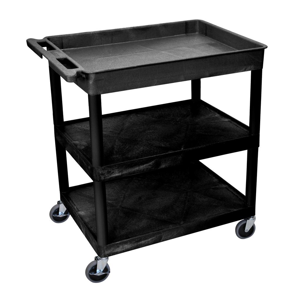 Husky 36 in. 3-Drawer Rolling Tool Cart with Wood Top, Black ...