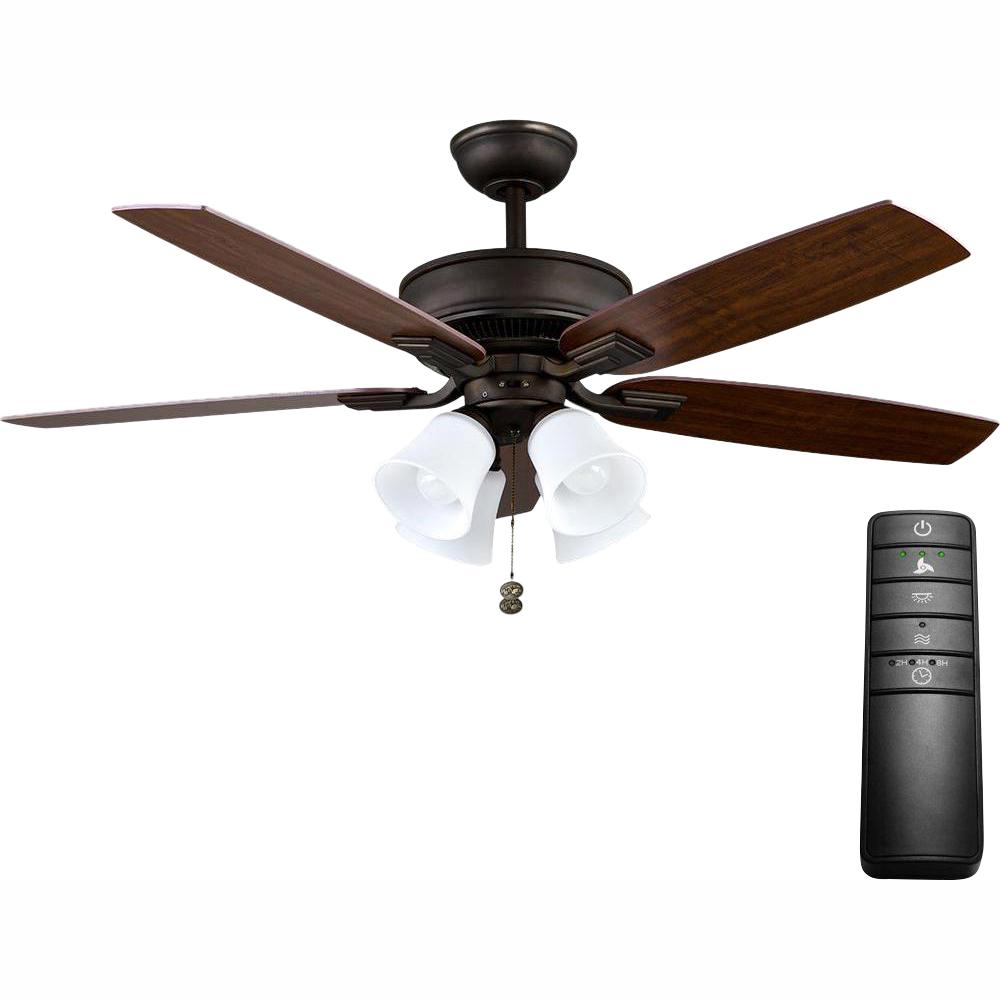 Hampton Bay Devron 52 In Led Oil Rubbed Bronze Ceiling Fan With Light Kit And Remote Control