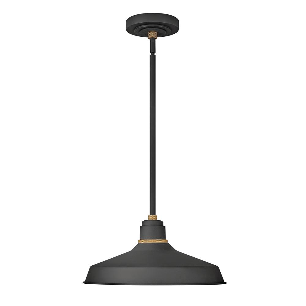 HINKLEY Foundry 1Light Textured Black Outdoor Barn Pendant Light