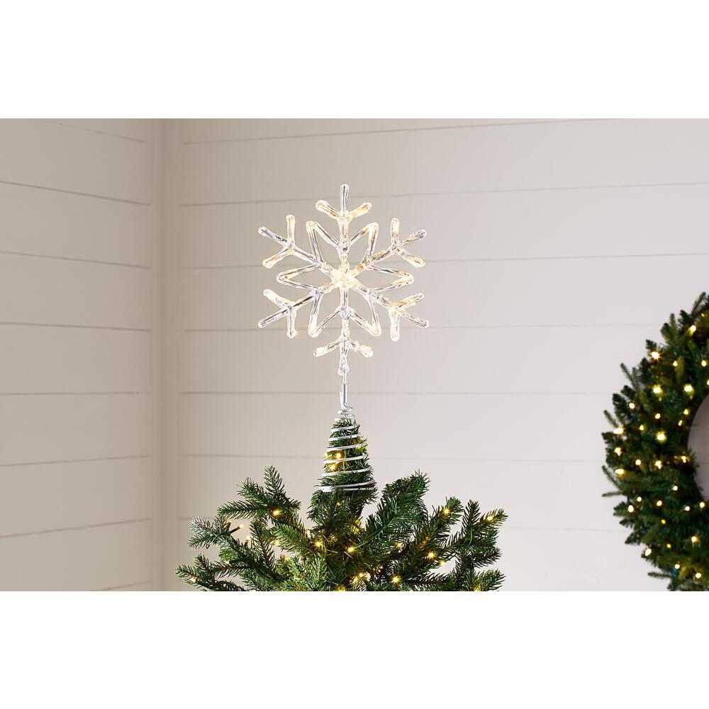 Philips 14 5 In 3 Function Bi Color Led Acrylic Snowflake Christmas Tree Topper 636333 125 The Home Depot