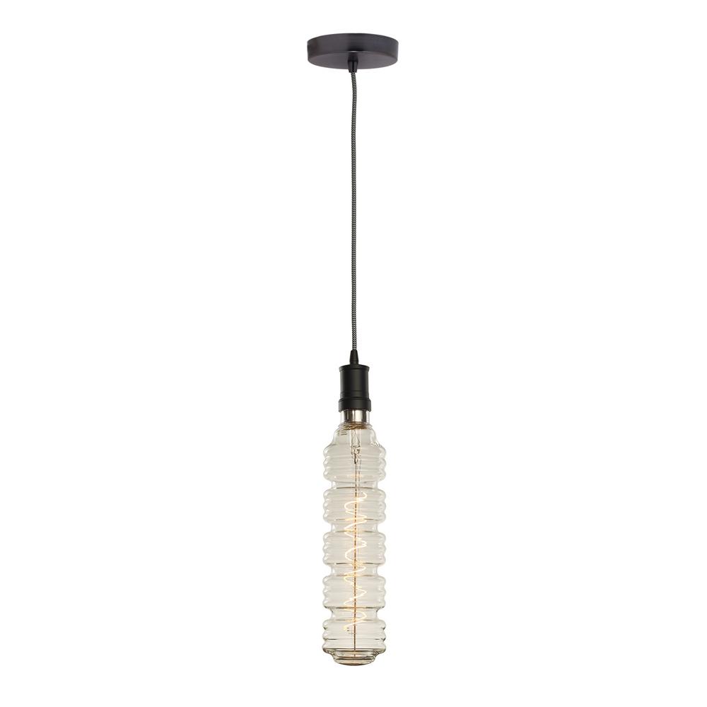Bulbrite 1 Light Black Contemporary Pendant Socket And Canopy With Led 4w Water Bottle Shaped Grand Nostalgic Bulb
