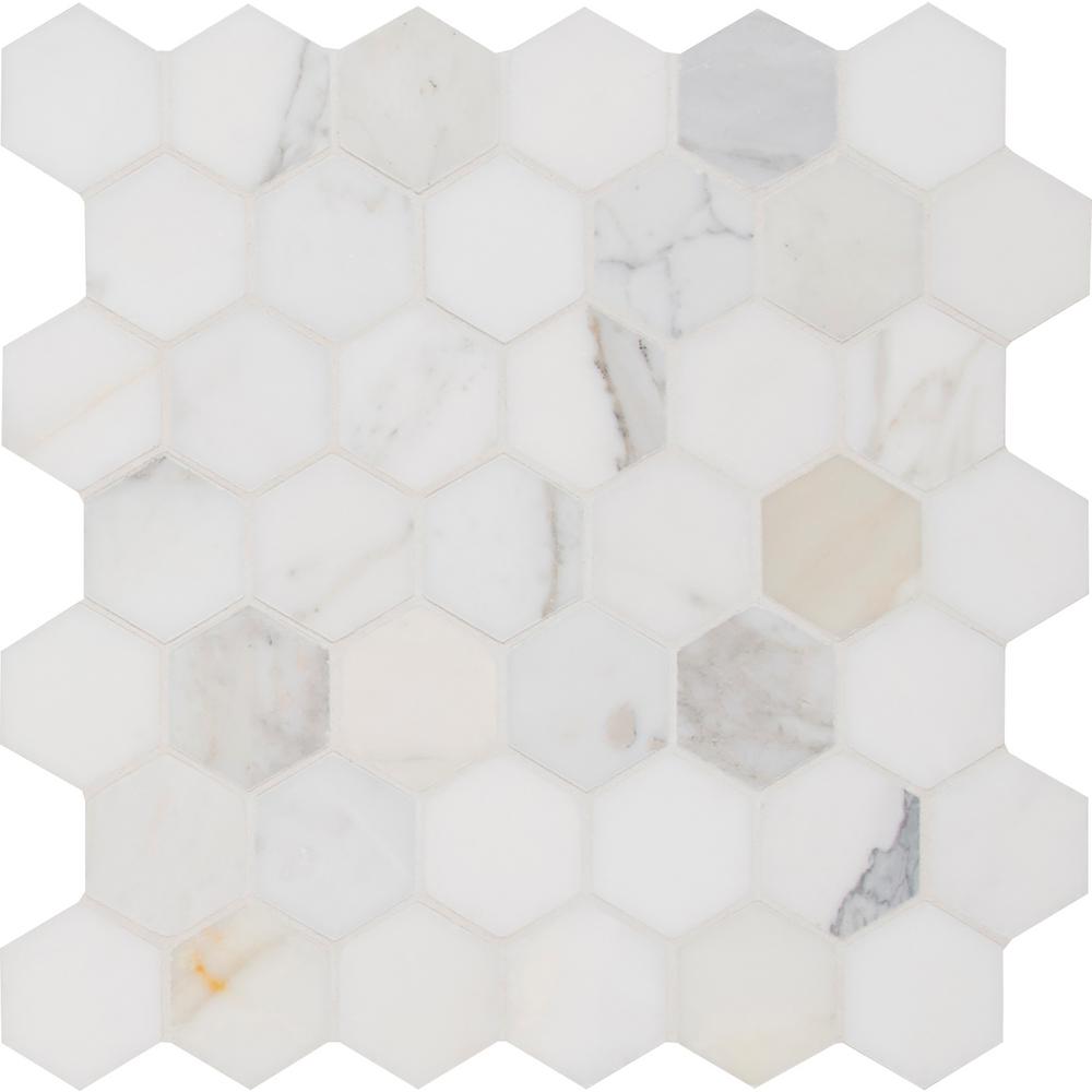 Msi Calacatta Gold Hexagon 12 In X 10mm Polished Marble Calacatta Gold Hexagon 12 In X 10mm Polished Marble Mesh Mounted Mosaic Tile 10 Sq Ft Case