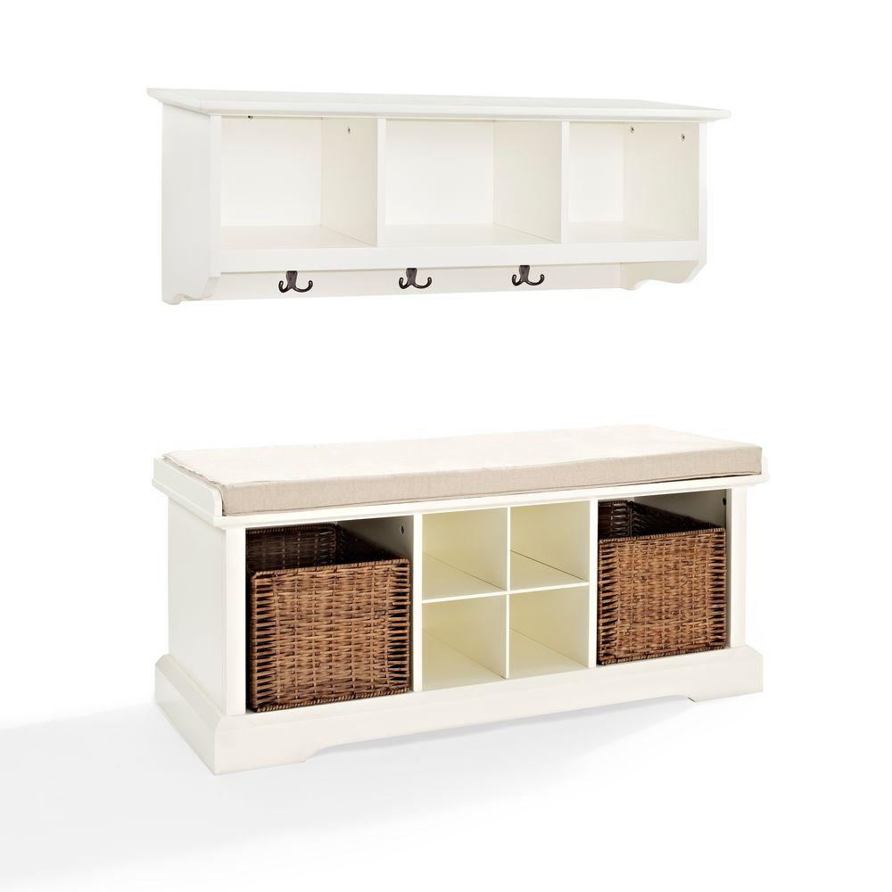 Crosley Brennan Entryway Bench With Shelf Set In White Kf60001wh