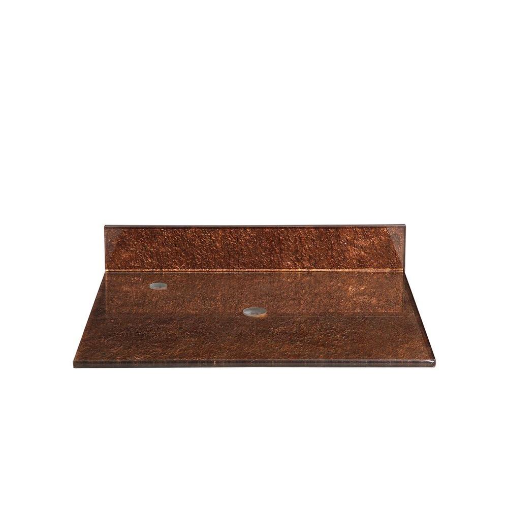 Hembry Creek Reflex Storm 31 In Tempered Glass Vanity Top Copper Gray Without Basin Tempered Glass Vanity Top In Copper Gray Without Basin