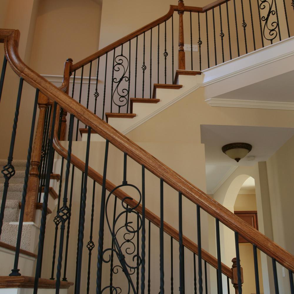 Stair Parts 44 In X 0 5 In Satin Black Decorative Scroll Metal Baluster