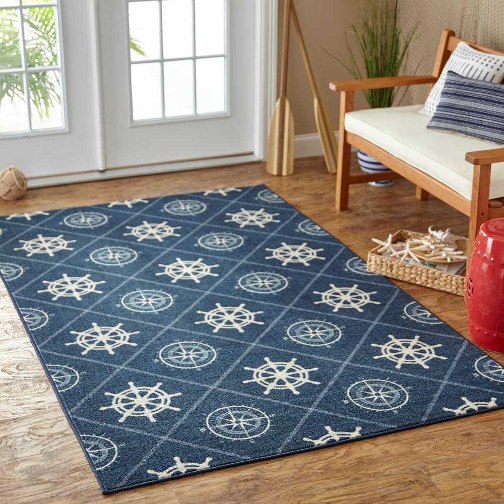 Mohawk Home Compass Navy 5 Ft X 8 Ft Indoor Area Rug 048134 The Home Depot