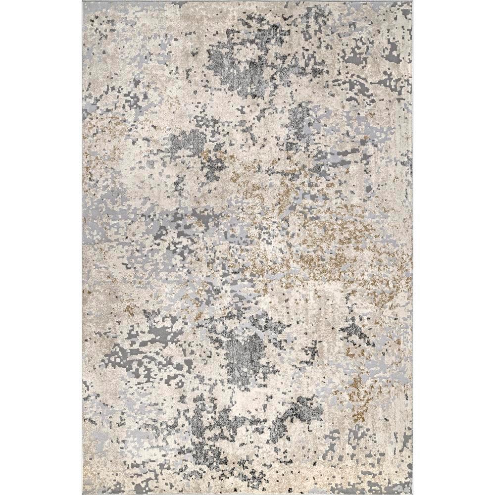 Contemporary Motto Abstract Beige 6 Ft 7 In X 9 Area Rug