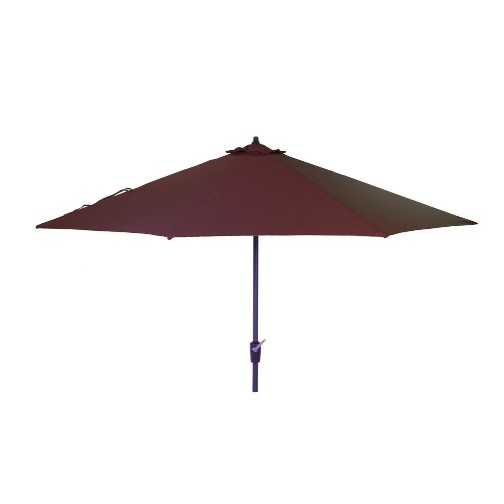 Hampton Bay 10 Ft Aluminum Market Patio Umbrella In Sunbrella Canvas Henna With Auto Tilt 9110 01510100 The Home Depot