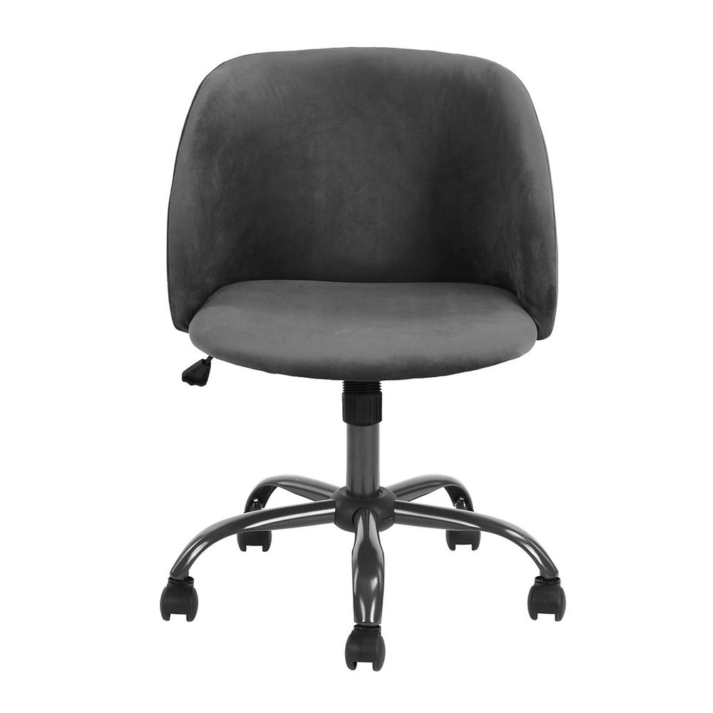 FurnitureR Matthews Grey Velvet High Adjustment Swivel Office Desk