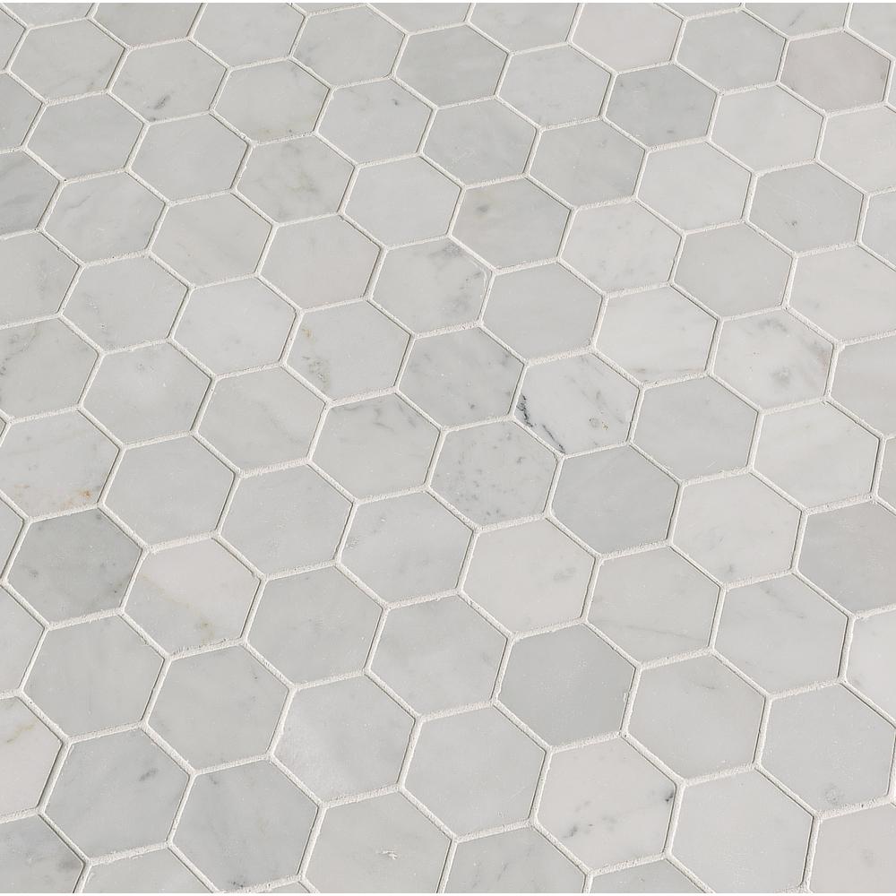 Msi Carrara White Hexagon 12 In X 12 In X 10 Mm Polished Marble