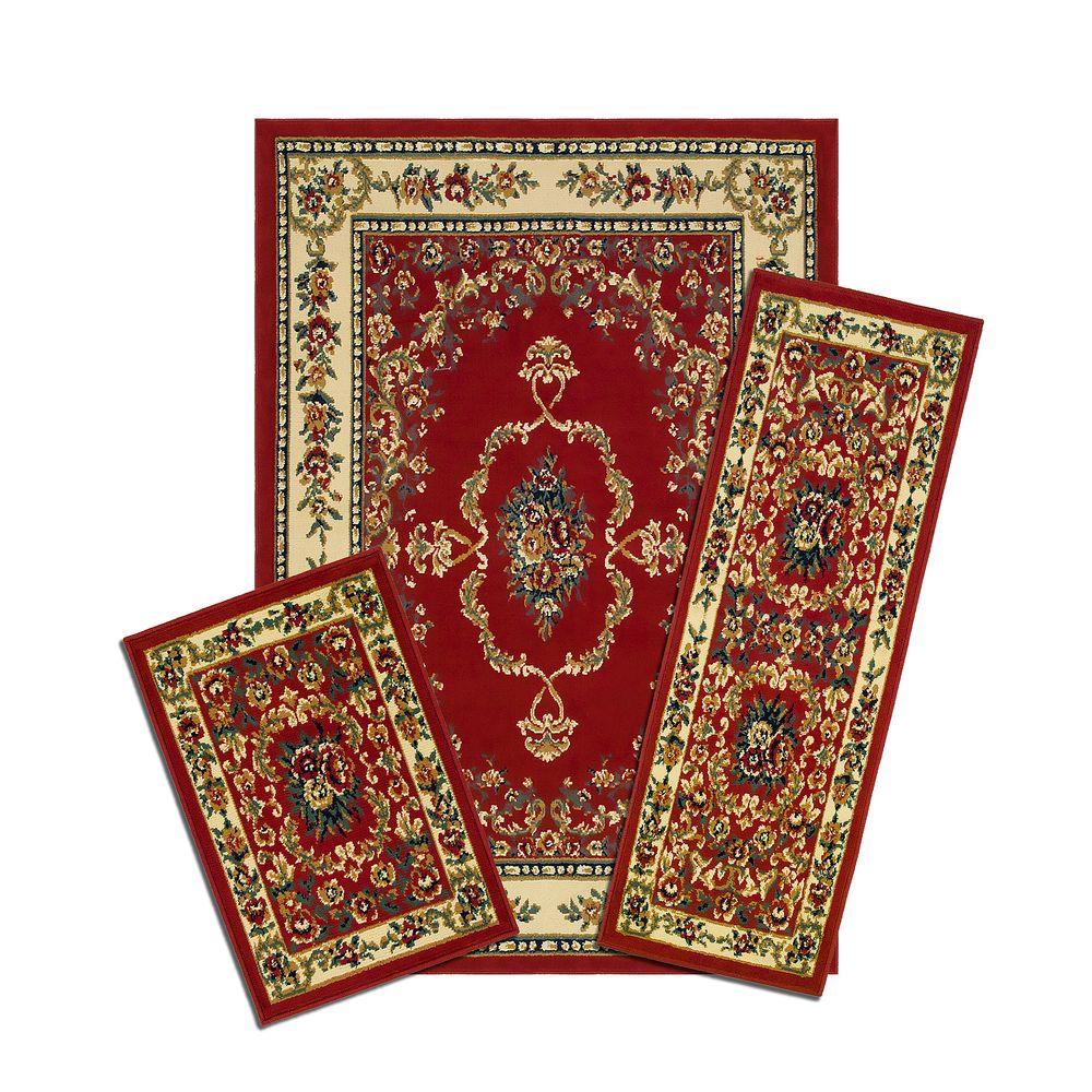 Capri Savonnerie Red 5 Ft X 7 3 Piece Rug Set X470 372 Capri Savonnerie Red 5 Ft X 7 3 Piece Rug Set