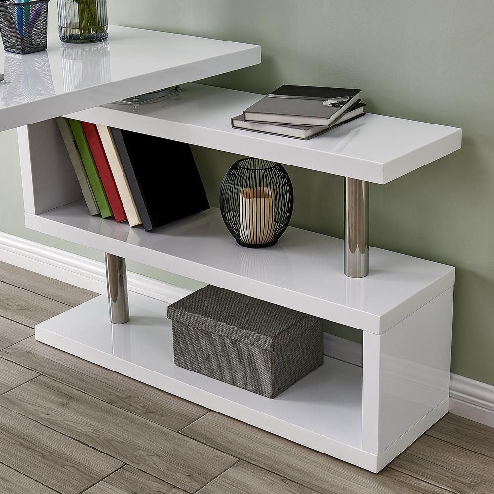 Southern Enterprises Camilla White Multifunctional Corner L Desk