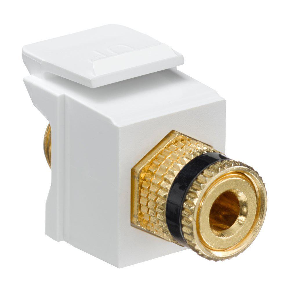 Leviton QuickPort Binding Post Black Stripe Connector, White40833BWE