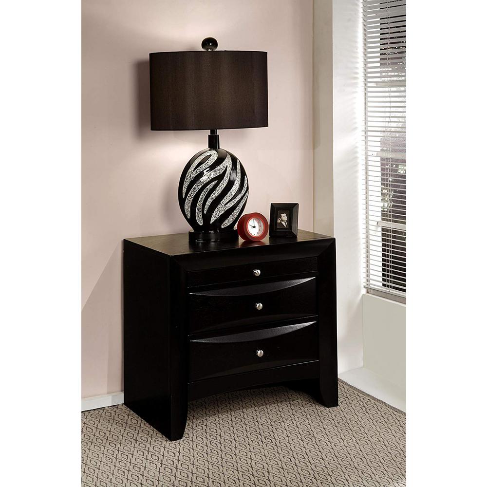 Homeroots Amelia 2 Drawer 26 In X 17 In X 25 In Black Modern Nightstand 286488 The Home Depot