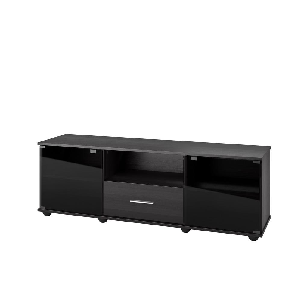CorLiving Fernbrook Black Faux Wood Grain TV Stand for TVs up to 70 in