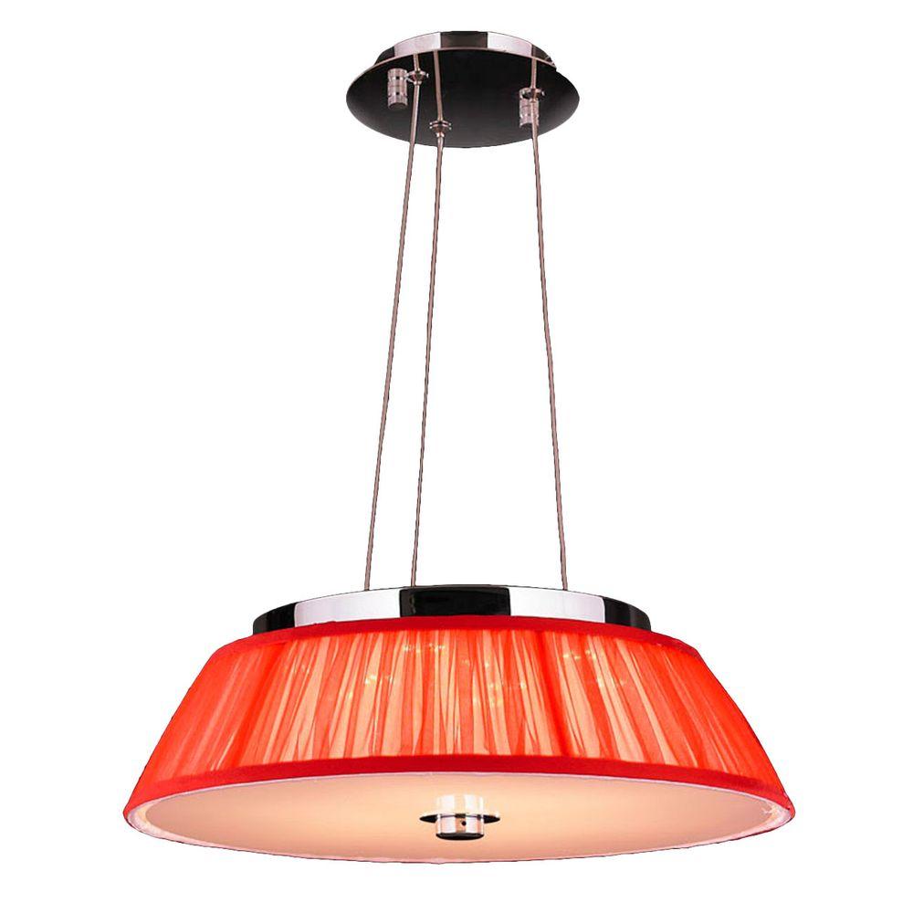 Worldwide Lighting Alice 6Light Polished Chrome with Red String Shade LED PendantW83953C16RD