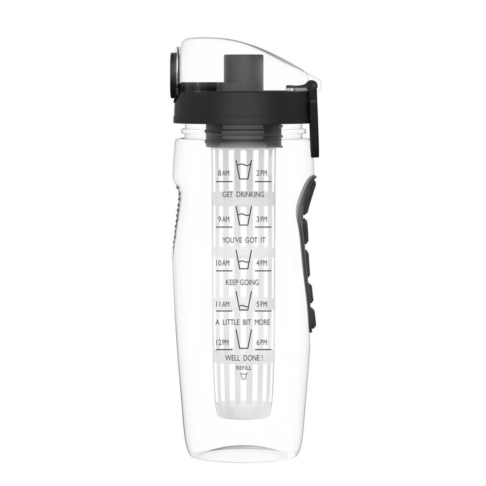 Trademark 32 oz. Infusion Water Bottle with Time Marker in Black