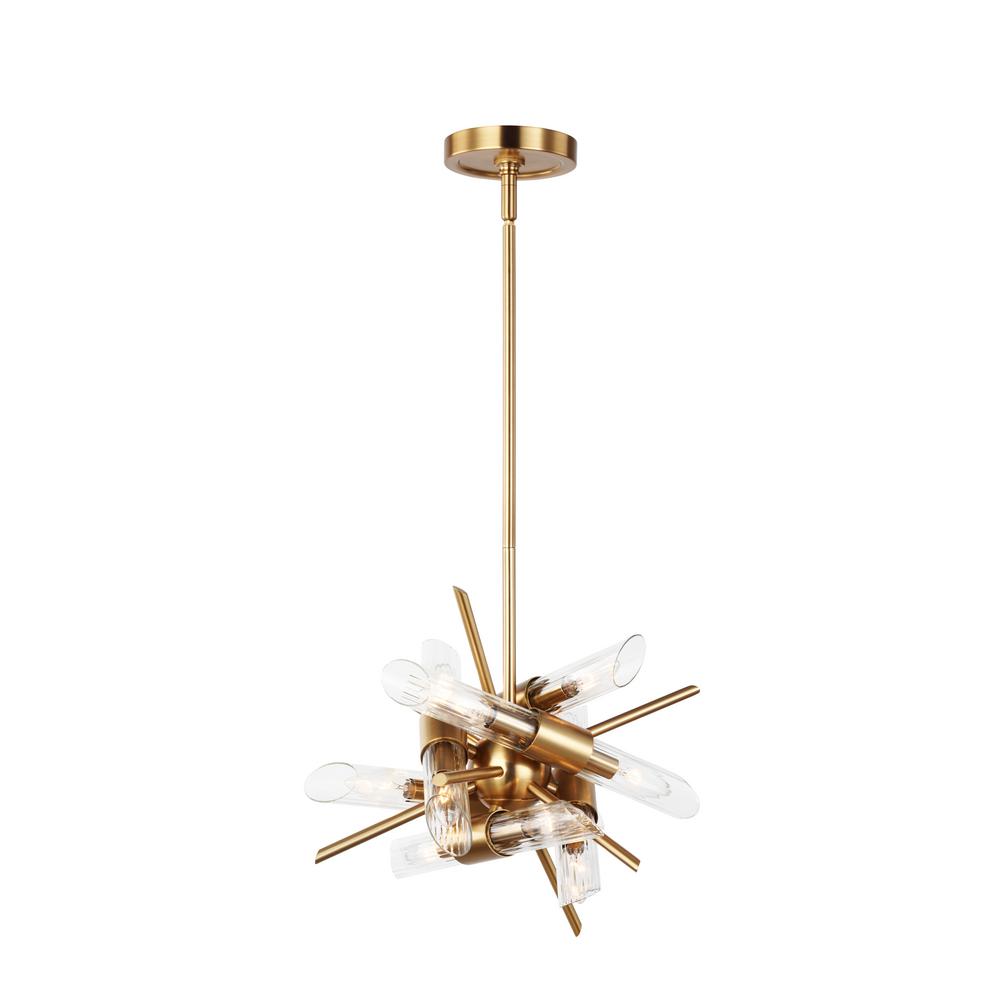 Feiss Quorra 12 Light Burnished Brass Chandelier With Clear Fluted Feiss Quorra 12 Light Burnished Brass Chandelier With Clear Fluted Glass Shade