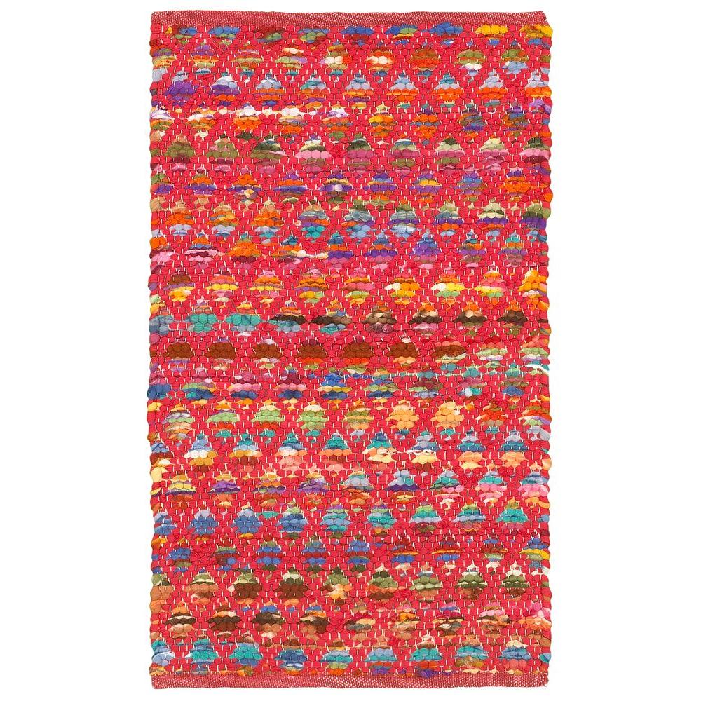 LA Rug Fun Time Shape Baseball White and Red 39 in. Round Area RugFTS