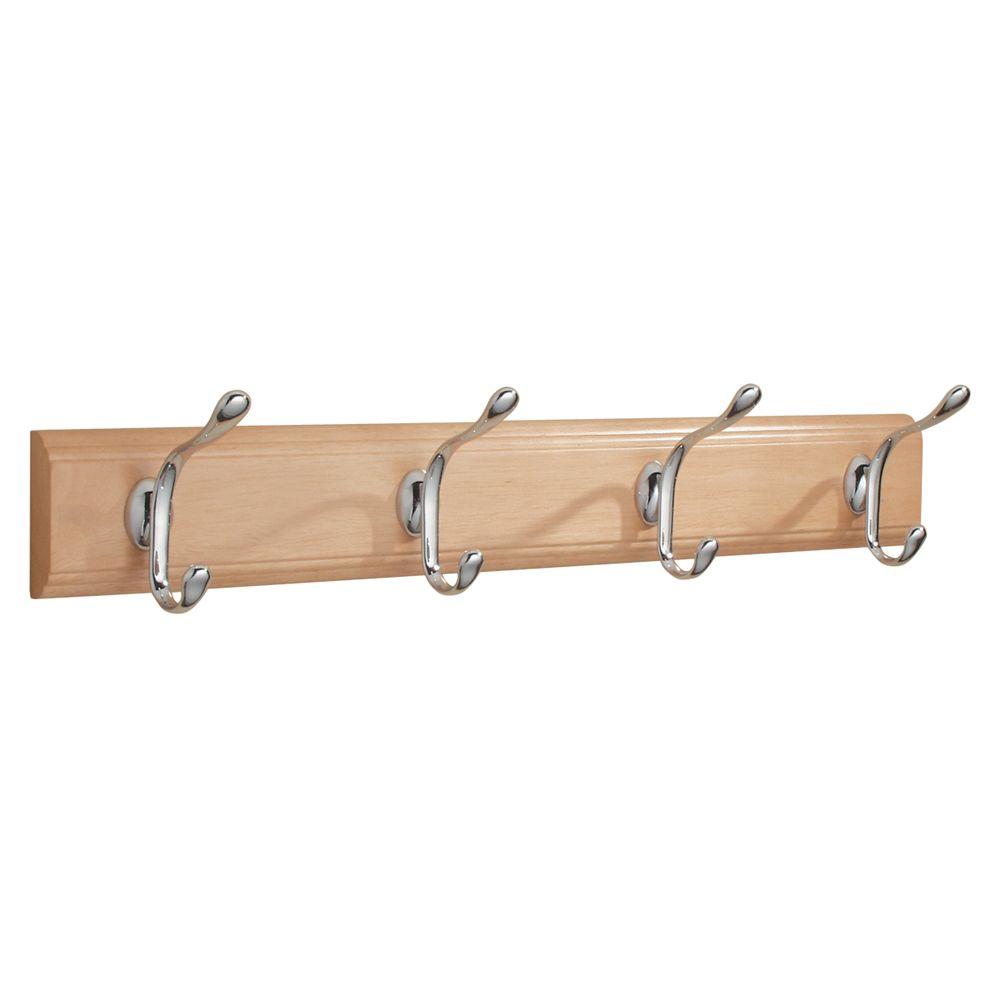 Interdesign Paris Wall Mount 4 Hook Rack In Beech 81370 The Home Depot Paris Wall Mount 4 Hook Rack In Beech