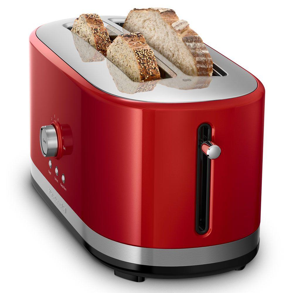 KitchenAid 4Slice Empire Red Long Slot Toaster with Crumb Tray