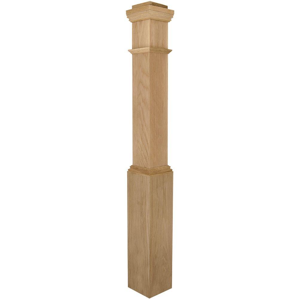 Stair Parts 4091 55 in. x 61/4 in. White Oak Box Newel Post4091W055