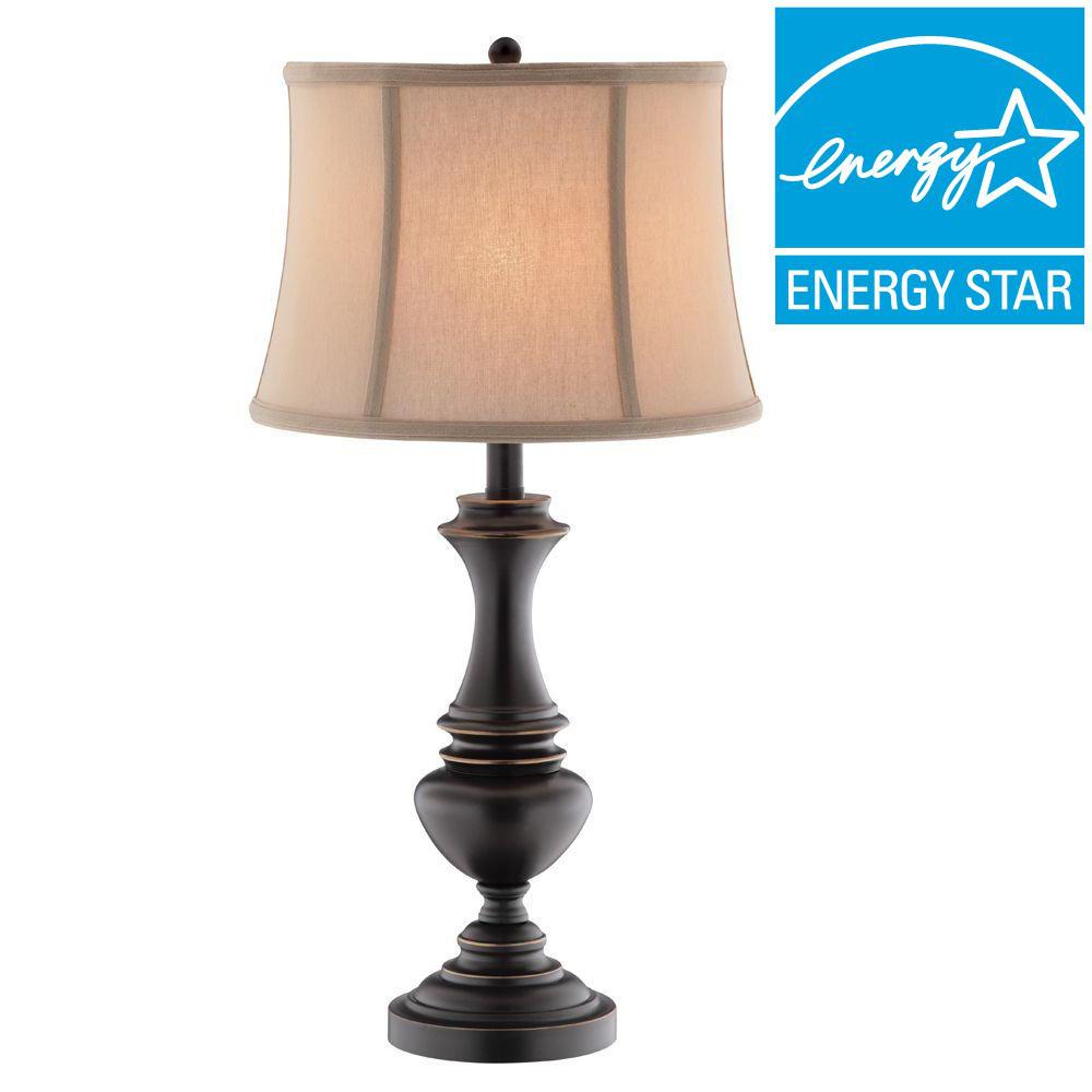 Hampton Bay Candler 25.75 in. Oil Rubbed Bronze Table Lamp with TTL 20