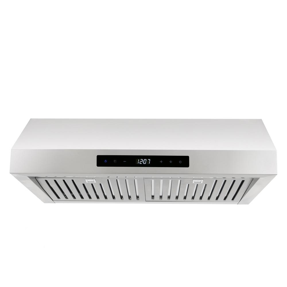 Cosmo 30 In Ducted Under Cabinet Range Hood Stainless Steel With Ducted Under Cabinet Range Hood In Stainless Steel With Touch Display And Permanent