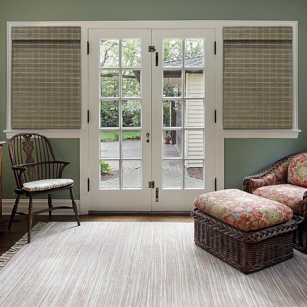 36 x 48 in Bamboo Roman Shade Cordless Light Filtering Driftwood Flatweave Blind