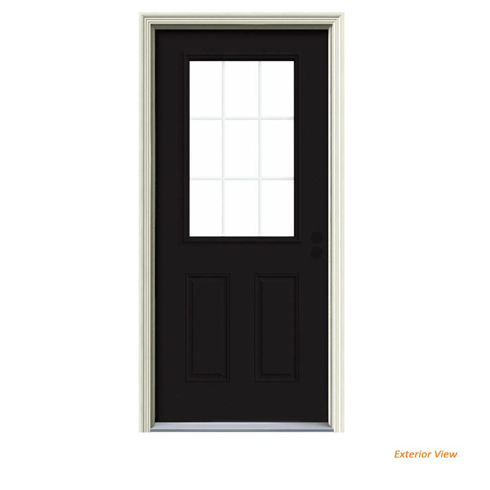 Orted Colors Front Doors Exterior The Home Depot 9 Lite Black Painted W White Interior Steel