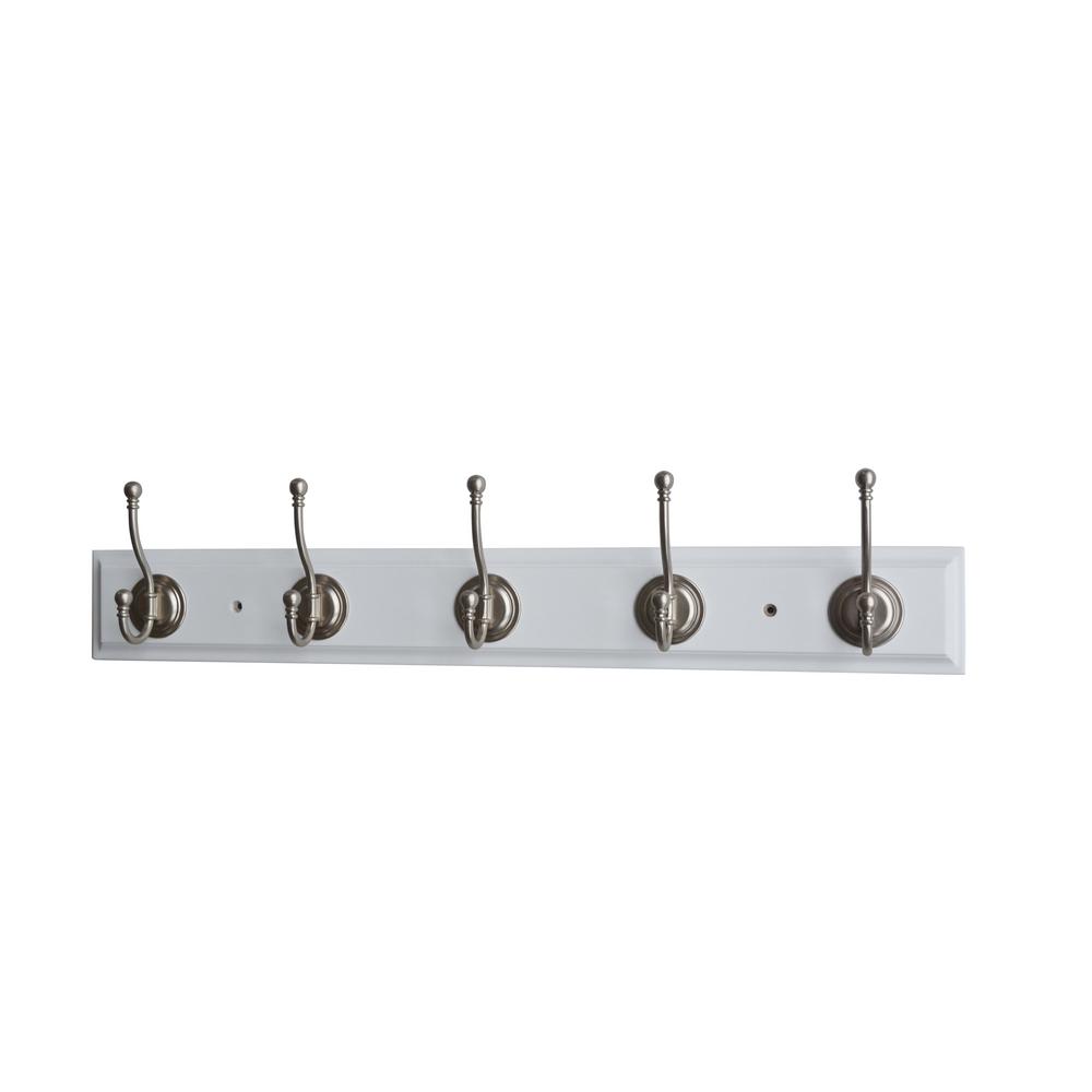Mascot Hardware 27 in. L White Triple Prong 5Hooks on White Hook Rail