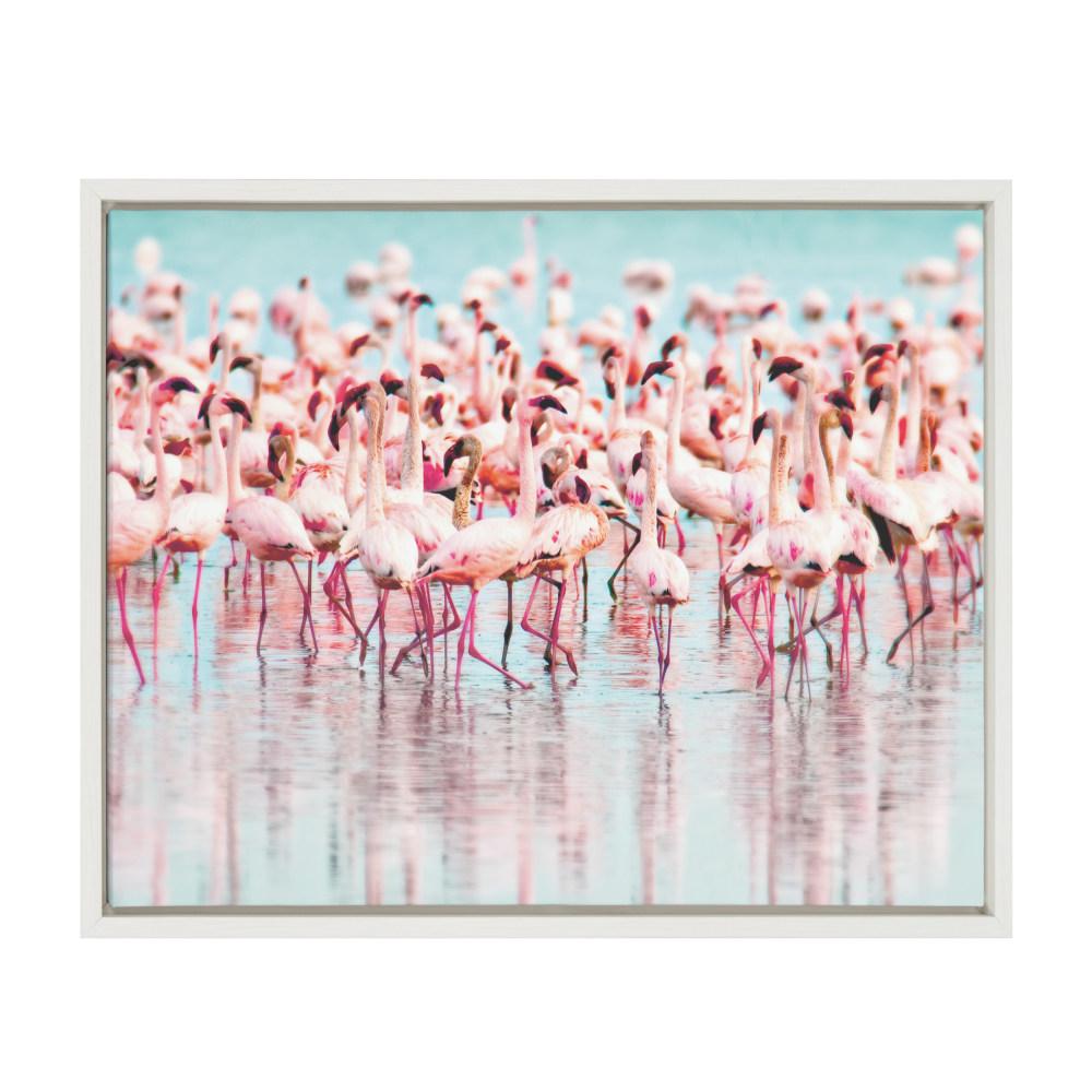 Kate And Laurel Sylvie "Flamingos" By Amy Peterson Framed Canvas Wall ...