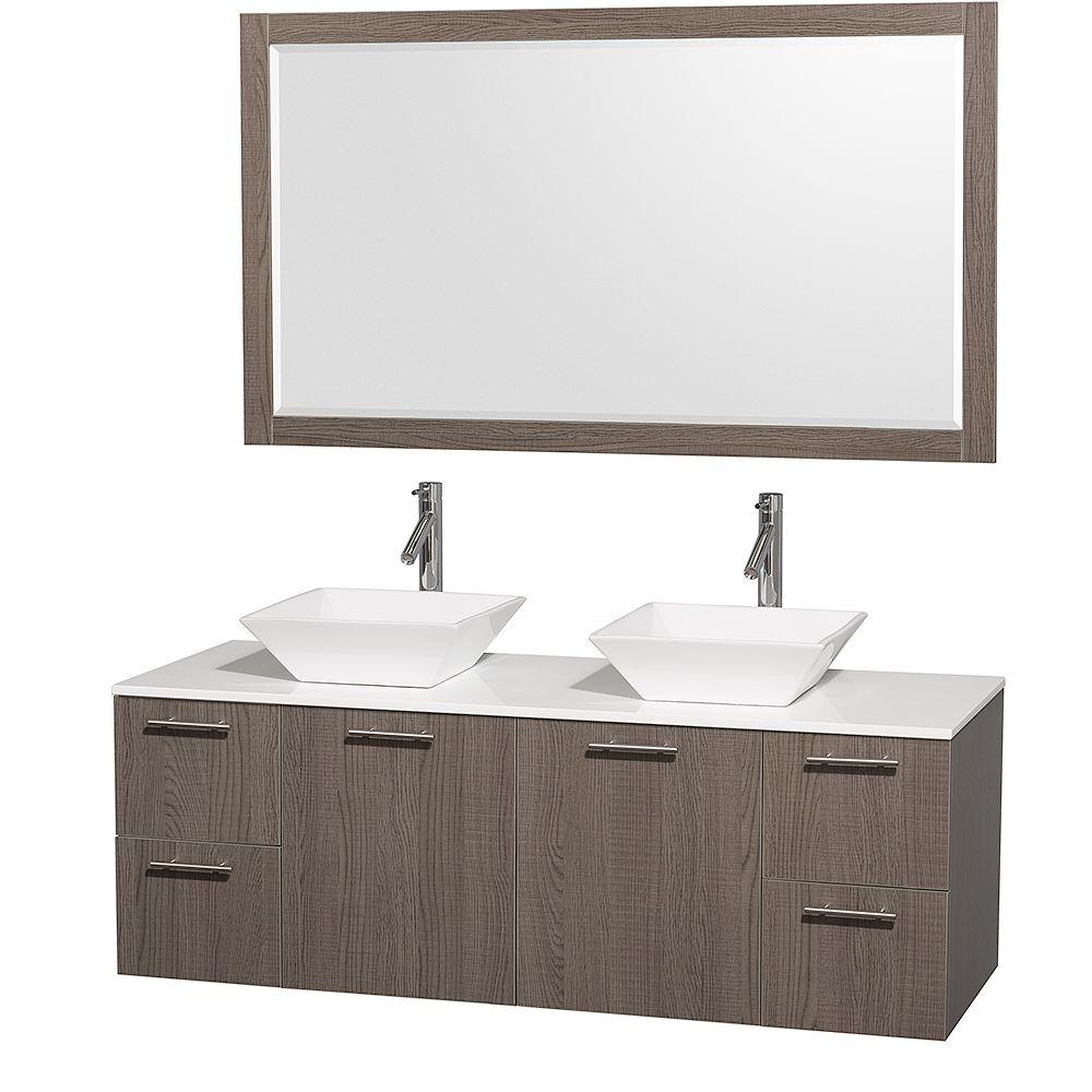 Paris 60-Inch Espresso Double-Sink Bathroom Vanity With Mirrors kokols peliel 60 in. double vanity in espresso with stone vanity Paris 60-Inch Espresso Double-Sink Bathroom Vanity With Mirrors kokols peliel 60 in. double vanity in espresso with stone vanity
