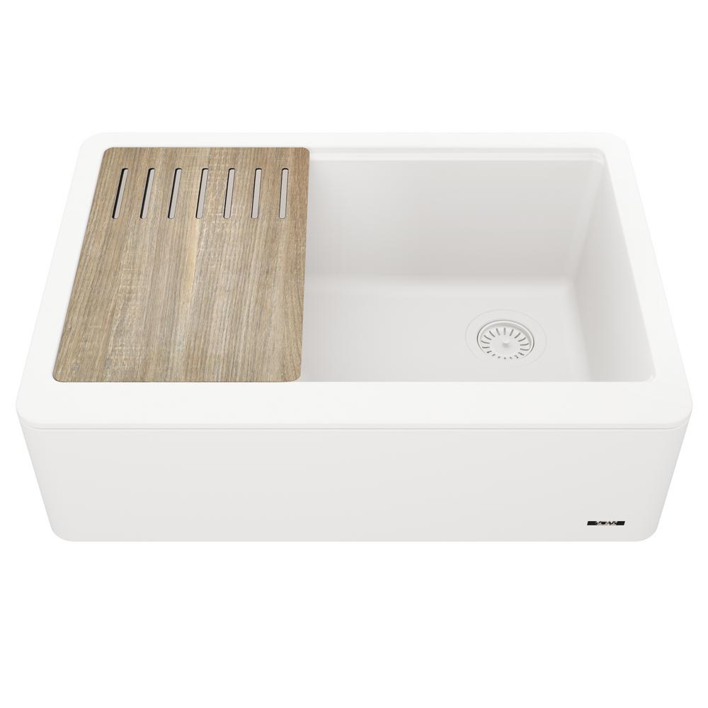 Kraus Bellucci 30in Ceramtek Granite Quartz Composite Farmhouse Afront Single Bowl Kitchen Sink W Cutting Board In White Kgf1 30white The Home Depot - Kraus Farmhouse Sink Kraus Bellucci 30in Ceramtek Granite Quartz Composite Farmhouse Afront Single Bowl Kitchen Sink W Cutting Board In White Kgf1 30white The Home Depot - Kraus Farmhouse Sink