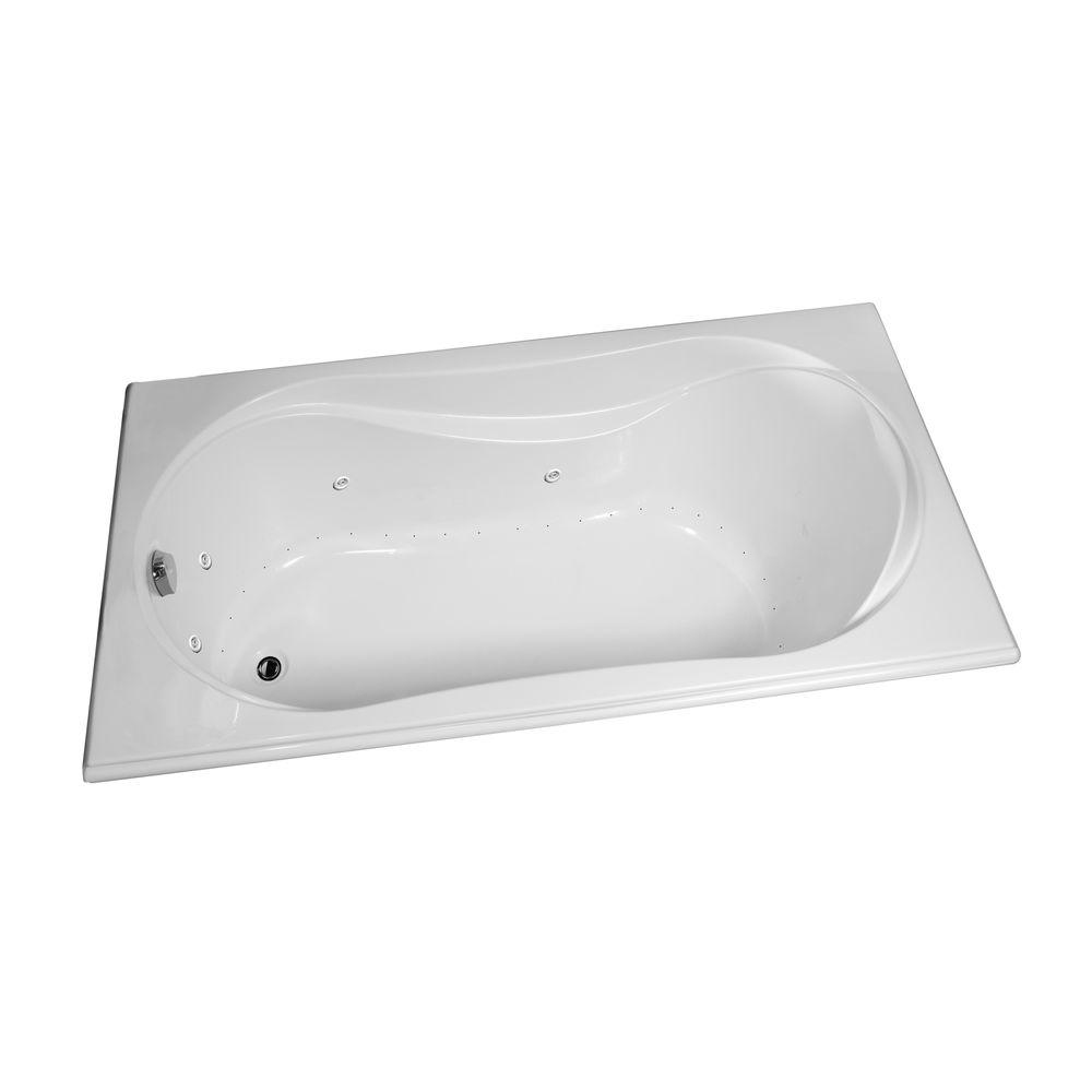 MAAX Cocoon 66 in. Acrylic End Drain Rectangular Dropin Whirlpool and Air Bath Bathub in White