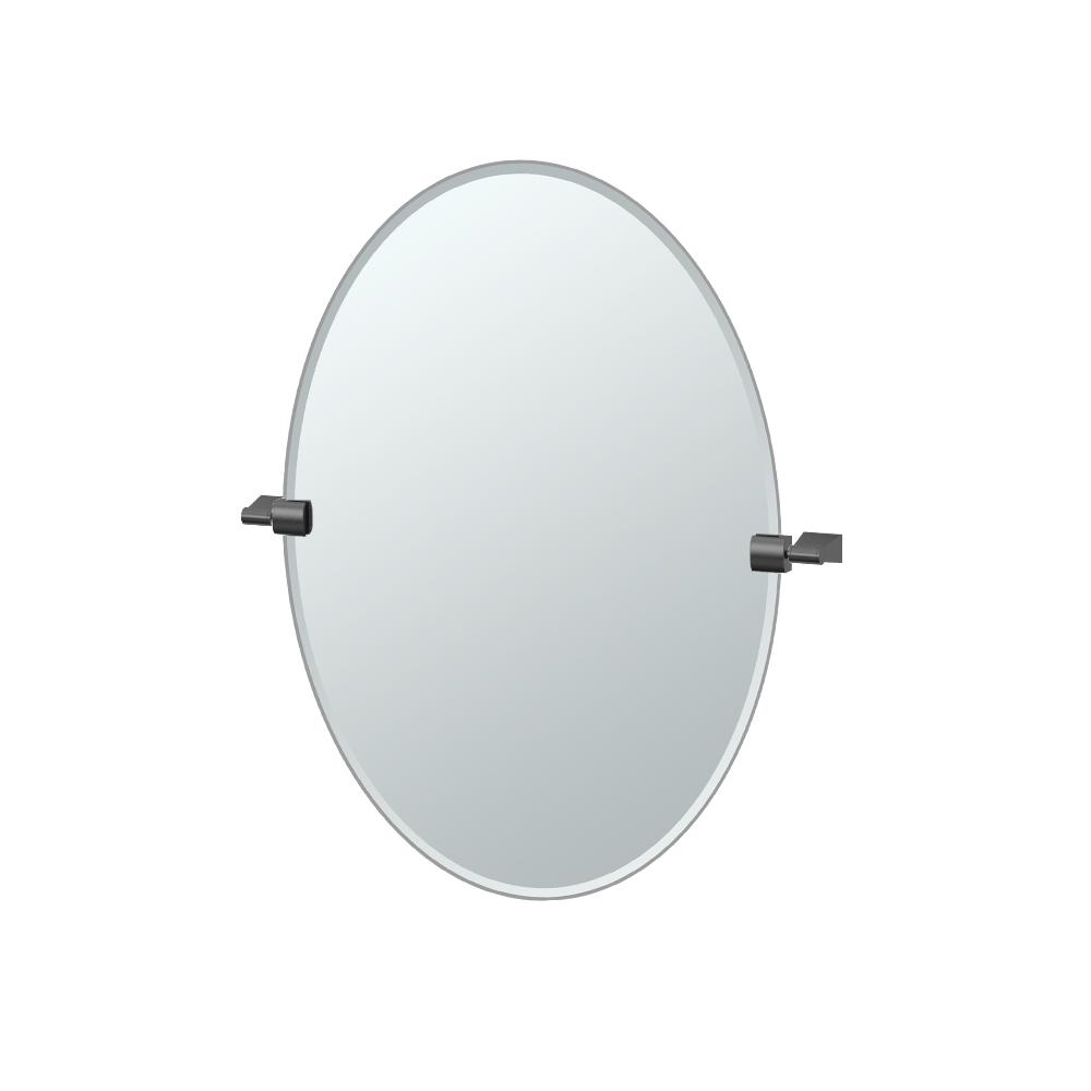 Gatco Bleu 24 in. x 27 in. Frameless Single Oval Mirror in Matte Black