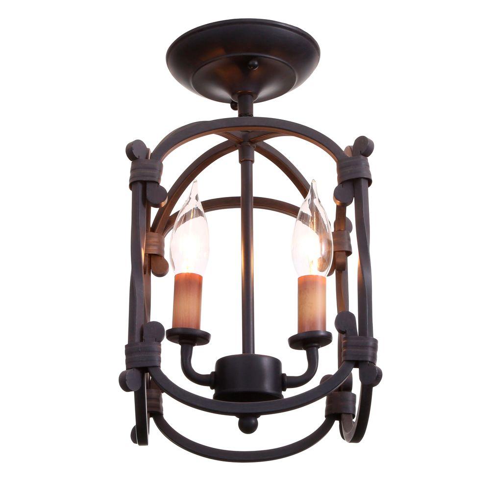 Hastings Collection 2 Light Rust Semi Flush Mount Lantern Hastings Collection 2 Light Rust Semi Flush Mount Lantern