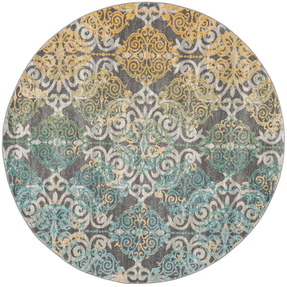 Safavieh Evoke Gray/Ivory 5 ft. x 5 ft. Round Area RugEVK230D5R The