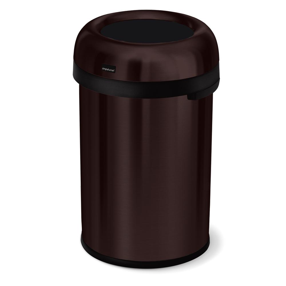 simplehuman 30 Gal Dark Bronze Heavy-Gauge Stainless Steel Bullet Round Open Top... by simplehuman