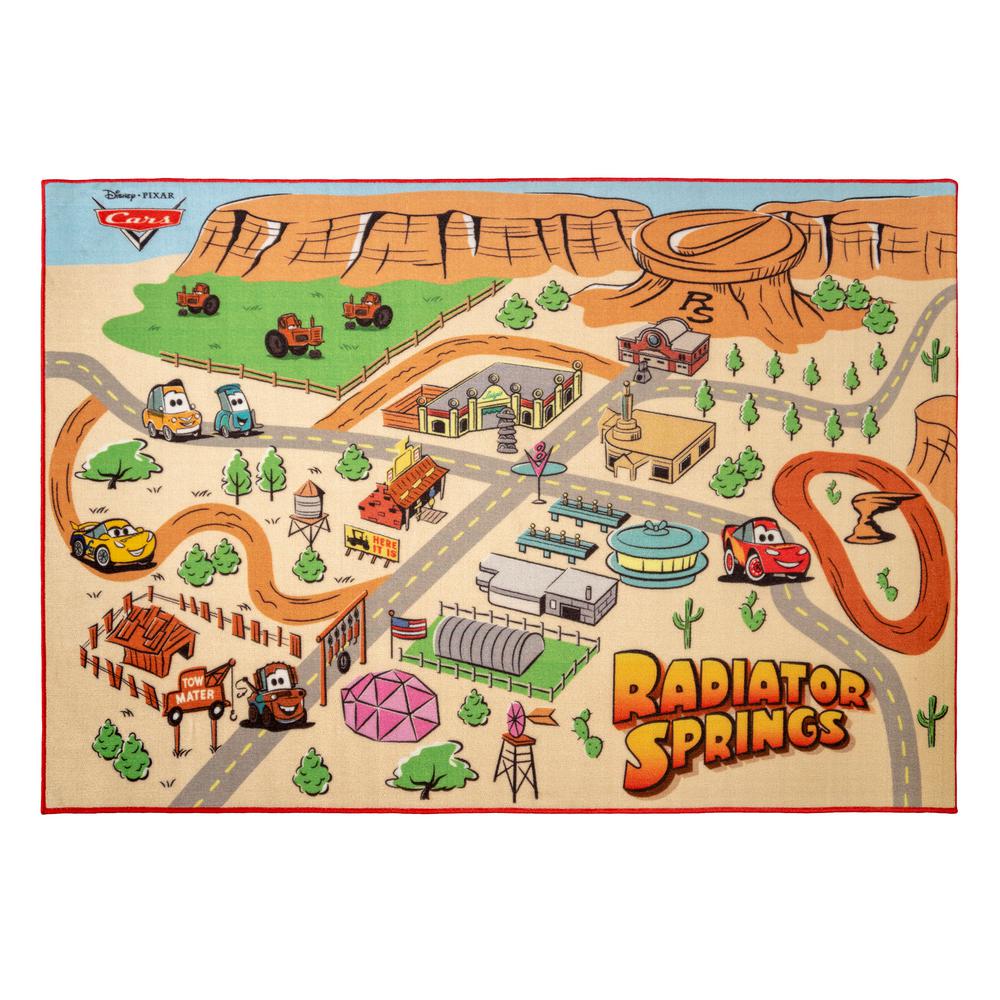 Radiator Springs Play Multi Colored 5 Ft X 7 Indoor Juvenile Area Rug