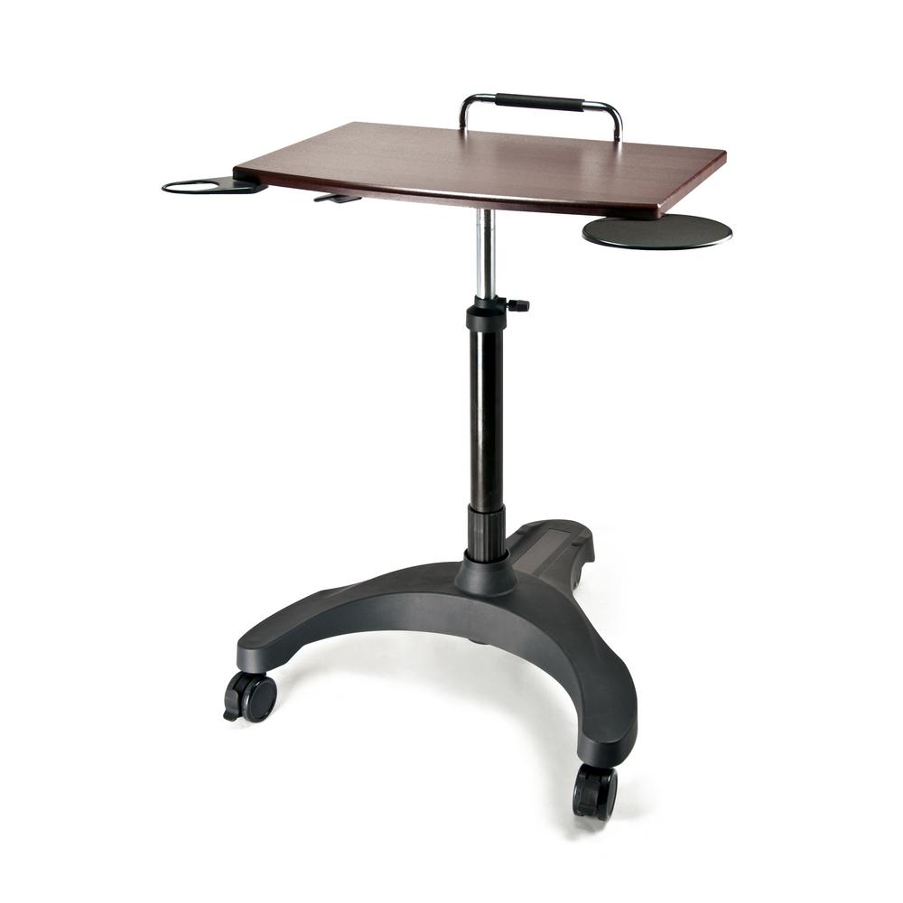 Aidata U S A Sit Stand Mobile Pc Workstation With Walnut Mdf