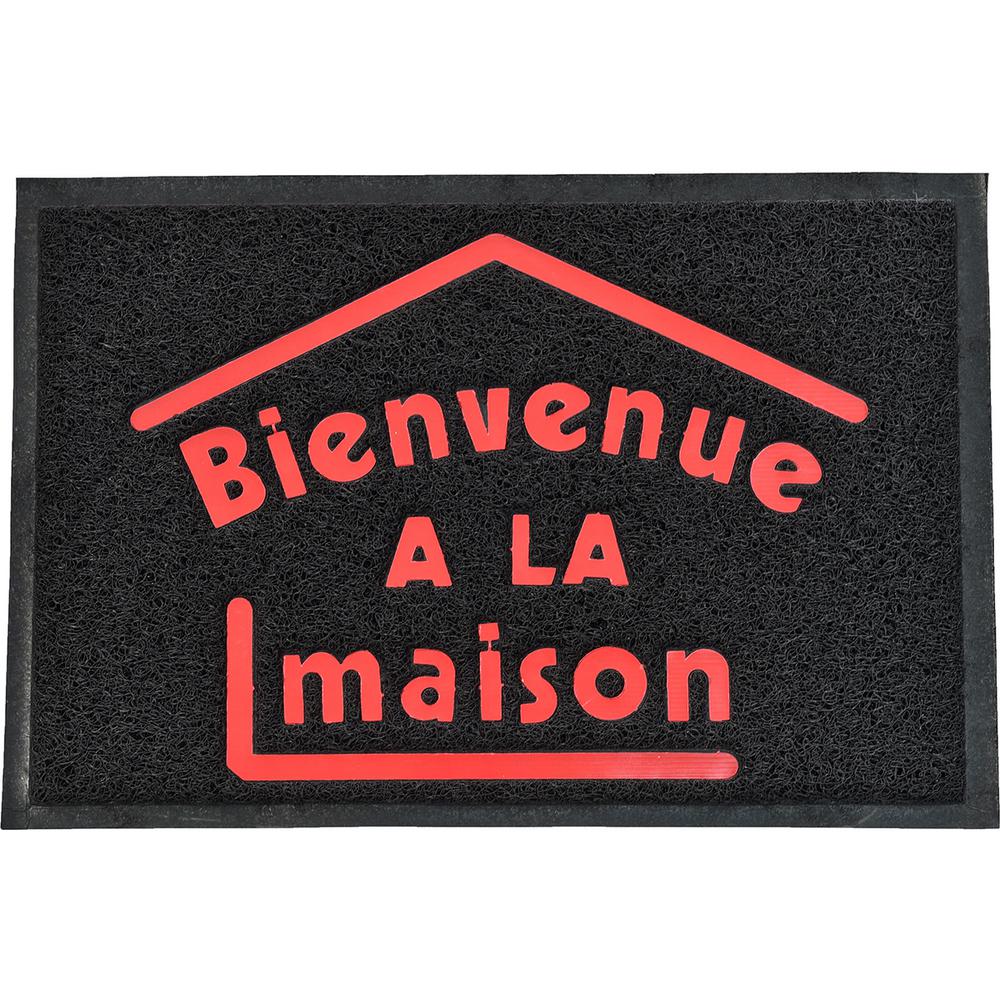 Evideco 16 In X 24 In Black Outdoor Printed Front Door Mat French Bienvenu A La Maison Pvc