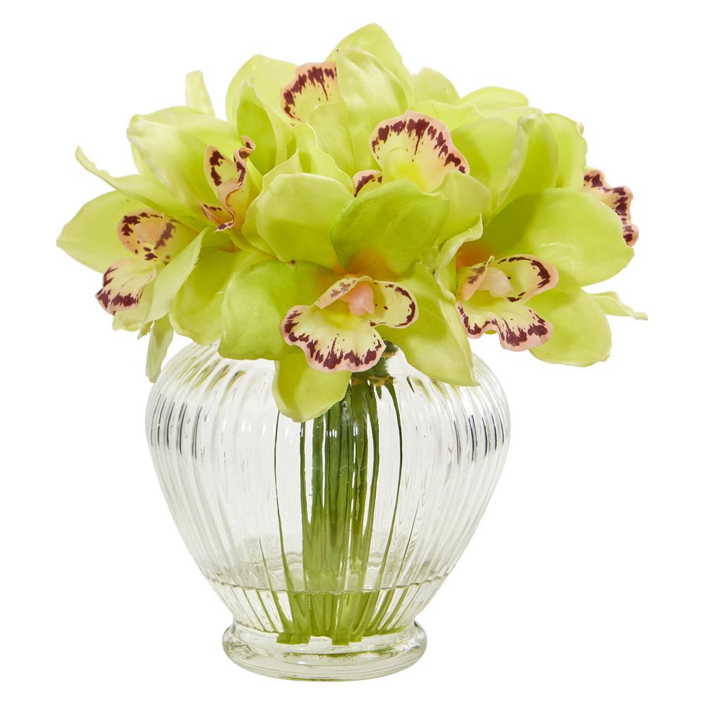 indoor artificial arrangement orchid cymbidium vase glass 1802 nearly gr natural plant category