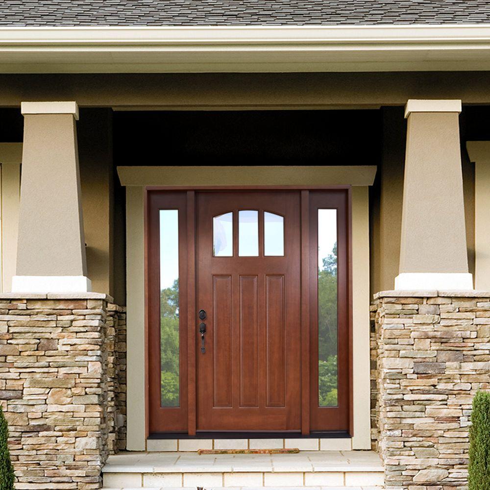 Steves Sons 60 In X 80 In Craftsman 3 Lite Arch Stained